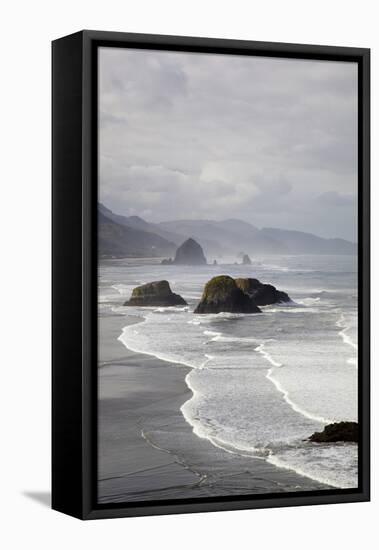 Cannon Beach and Haystack Rock, Crescent Beach, Ecola State Park, Oregon, USA-Jamie & Judy Wild-Framed Stretched Canvas