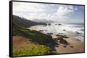 Cannon Beach and Haystack Rock, Crescent Beach, Ecola State Park, Oregon, USA-Jamie & Judy Wild-Framed Stretched Canvas