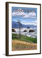 Cannon Beach, or - Oregon Coast View-Lantern Press-Framed Art Print