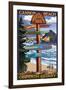 Cannon Beach, Oregon Destinations Sign, c.2009-Lantern Press-Framed Art Print