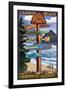 Cannon Beach, Oregon Destinations Sign, c.2009-Lantern Press-Framed Art Print