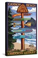 Cannon Beach, Oregon Destinations Sign, c.2009-Lantern Press-Stretched Canvas
