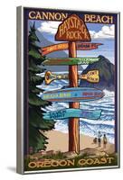 Cannon Beach, Oregon Destinations Sign, c.2009-Lantern Press-Framed Art Print