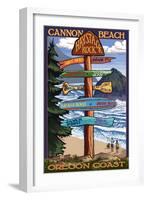 Cannon Beach, Oregon Destinations Sign, c.2009-Lantern Press-Framed Art Print