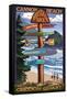 Cannon Beach, Oregon Destinations Sign, c.2009-Lantern Press-Framed Stretched Canvas