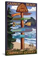 Cannon Beach, Oregon Destinations Sign, c.2009-Lantern Press-Stretched Canvas