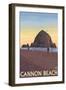 Cannon Beach, Oregon, Haystack Rock View-Lantern Press-Framed Art Print