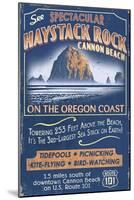 Cannon Beach, Oregon - Haystack Rock-Lantern Press-Mounted Art Print