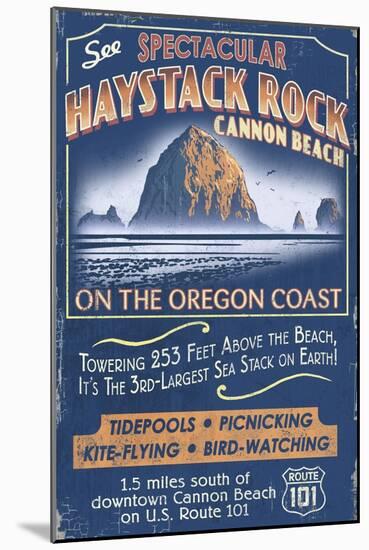 Cannon Beach, Oregon - Haystack Rock-Lantern Press-Mounted Art Print