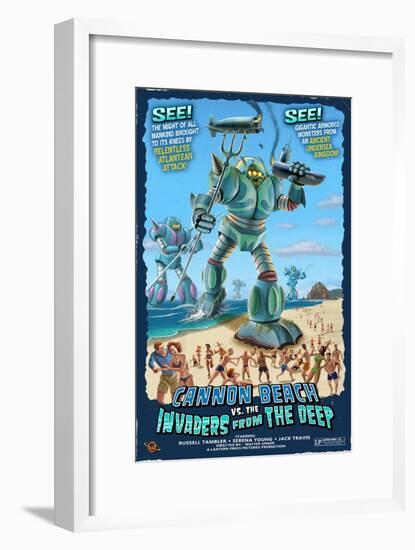 Cannon Beach, Oregon - Invaders from the Deep-Lantern Press-Framed Art Print