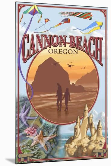 Cannon Beach, Oregon Montage-Lantern Press-Mounted Art Print