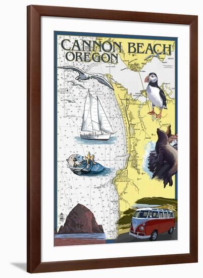 Cannon Beach, Oregon - Nautical Chart-Lantern Press-Framed Art Print