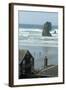 Cannon Beach, Oregon. People Walking with Dog-Natalie Tepper-Framed Photo