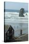 Cannon Beach, Oregon. People Walking with Dog-Natalie Tepper-Stretched Canvas