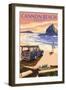 Cannon Beach, Oregon - Woody and Haystack Rock-Lantern Press-Framed Art Print