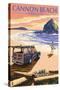 Cannon Beach, Oregon - Woody and Haystack Rock-Lantern Press-Stretched Canvas