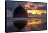 Cannon Beach Sunset-Tim Oldford-Framed Stretched Canvas