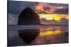 Cannon Beach Sunset-Tim Oldford-Stretched Canvas