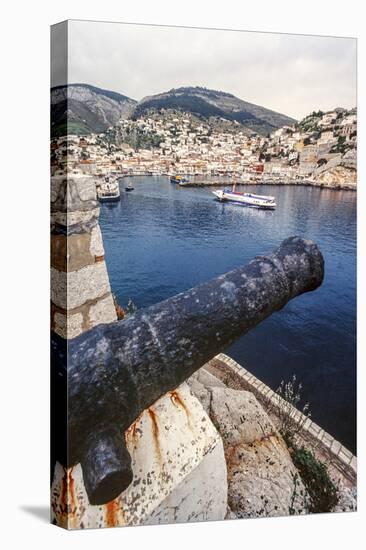 Cannon, Hydrofoil Boat, Harbor, Hydra Island, Greece-Ali Kabas-Stretched Canvas