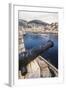 Cannon, Hydrofoil Boat, Harbor, Hydra Island, Greece-Ali Kabas-Framed Photographic Print
