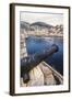 Cannon, Hydrofoil Boat, Harbor, Hydra Island, Greece-Ali Kabas-Framed Photographic Print