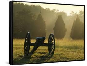 Cannon in Fog, Manassas National Battlefield Park, Virginia, USA-Charles Gurche-Framed Stretched Canvas