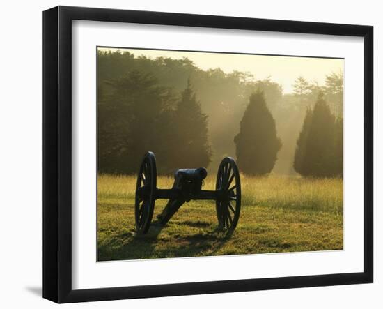 Cannon in Fog, Manassas National Battlefield Park, Virginia, USA-Charles Gurche-Framed Premium Photographic Print