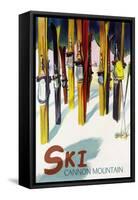Cannon Mountain, New Hampshire - Colorful Skis-Lantern Press-Framed Stretched Canvas
