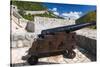 Cannon on the Great Wall, Ston, Dalmatian Coast, Croatia-Russ Bishop-Stretched Canvas