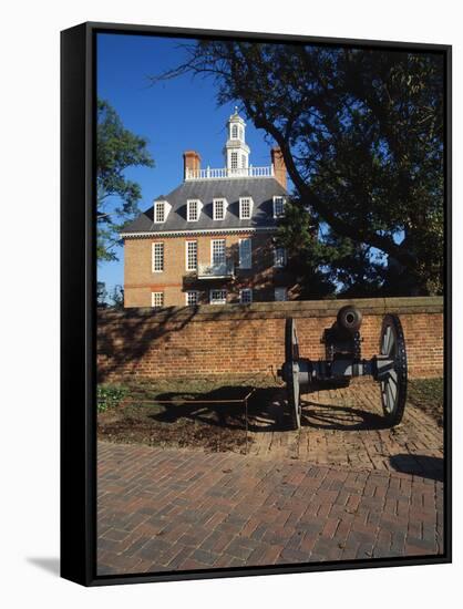 Cannon Outside Governor's Palace, Williamsburg, Virginia, USA-Walter Bibikow-Framed Stretched Canvas