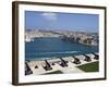 Cannons of Battery High on Defensive Wall of Valletta Protect Entrance to Grand Harbour, Malta-John Warburton-lee-Framed Photographic Print