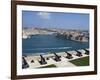 Cannons of Battery High on Defensive Wall of Valletta Protect Entrance to Grand Harbour, Malta-John Warburton-lee-Framed Photographic Print