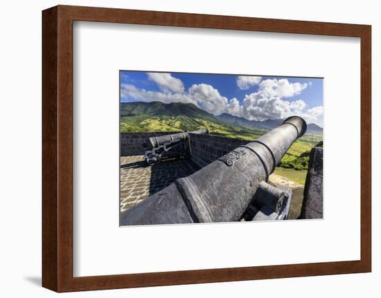 Cannons, royal insignia, Brimstone Hill Fortress National Park, St. Kitts and Nevis-Eleanor Scriven-Framed Photographic Print