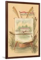 Canoe Amid Cattails, Rowing Illustration-null-Framed Art Print
