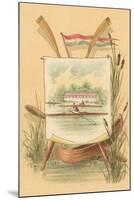 Canoe Amid Cattails, Rowing Illustration-null-Mounted Art Print