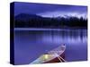Canoe and Lantern on Banks of Sparks Lake, Cascade Range, Oregon, USA-Janis Miglavs-Stretched Canvas