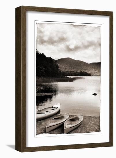 Canoe and Two Kayaks Sepia-Suzanne Foschino-Framed Photographic Print