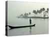 Canoe at Dawn on Backwaters, Alleppey District, Kerala, India, Asia-Annie Owen-Stretched Canvas