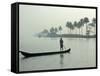 Canoe at Dawn on Backwaters, Alleppey District, Kerala, India, Asia-Annie Owen-Framed Stretched Canvas