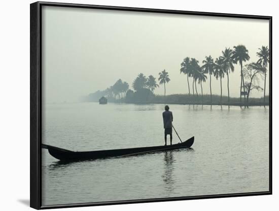 Canoe at Dawn on Backwaters, Alleppey District, Kerala, India, Asia-Annie Owen-Framed Photographic Print