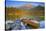 Canoe at Pyramid Lake with Pyramid Mountain in the Background-Miles Ertman-Stretched Canvas