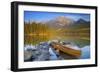 Canoe at Pyramid Lake with Pyramid Mountain in the Background-Miles Ertman-Framed Photographic Print