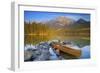 Canoe at Pyramid Lake with Pyramid Mountain in the Background-Miles Ertman-Framed Photographic Print