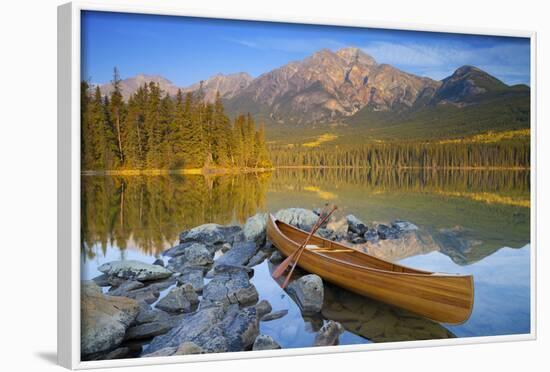 Canoe at Pyramid Lake with Pyramid Mountain in the Background-Miles Ertman-Framed Photographic Print