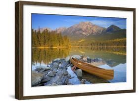 Canoe at Pyramid Lake with Pyramid Mountain in the Background-Miles Ertman-Framed Photographic Print