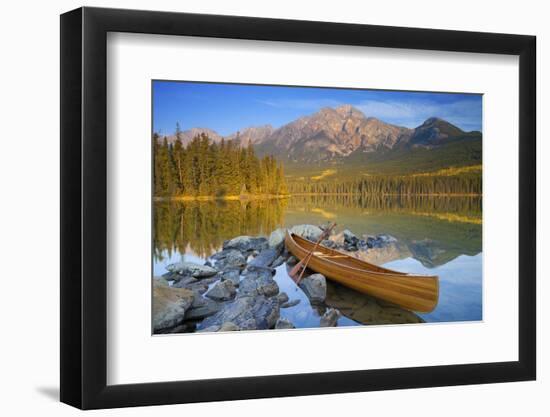 Canoe at Pyramid Lake with Pyramid Mountain in the Background-Miles Ertman-Framed Photographic Print