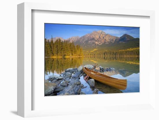 Canoe at Pyramid Lake with Pyramid Mountain in the Background-Miles Ertman-Framed Photographic Print