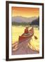 Canoe at Sunset-Lantern Press-Framed Art Print