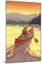 Canoe at Sunset-Lantern Press-Mounted Art Print