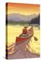 Canoe at Sunset-Lantern Press-Stretched Canvas